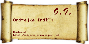 Ondrejka Irén névjegykártya